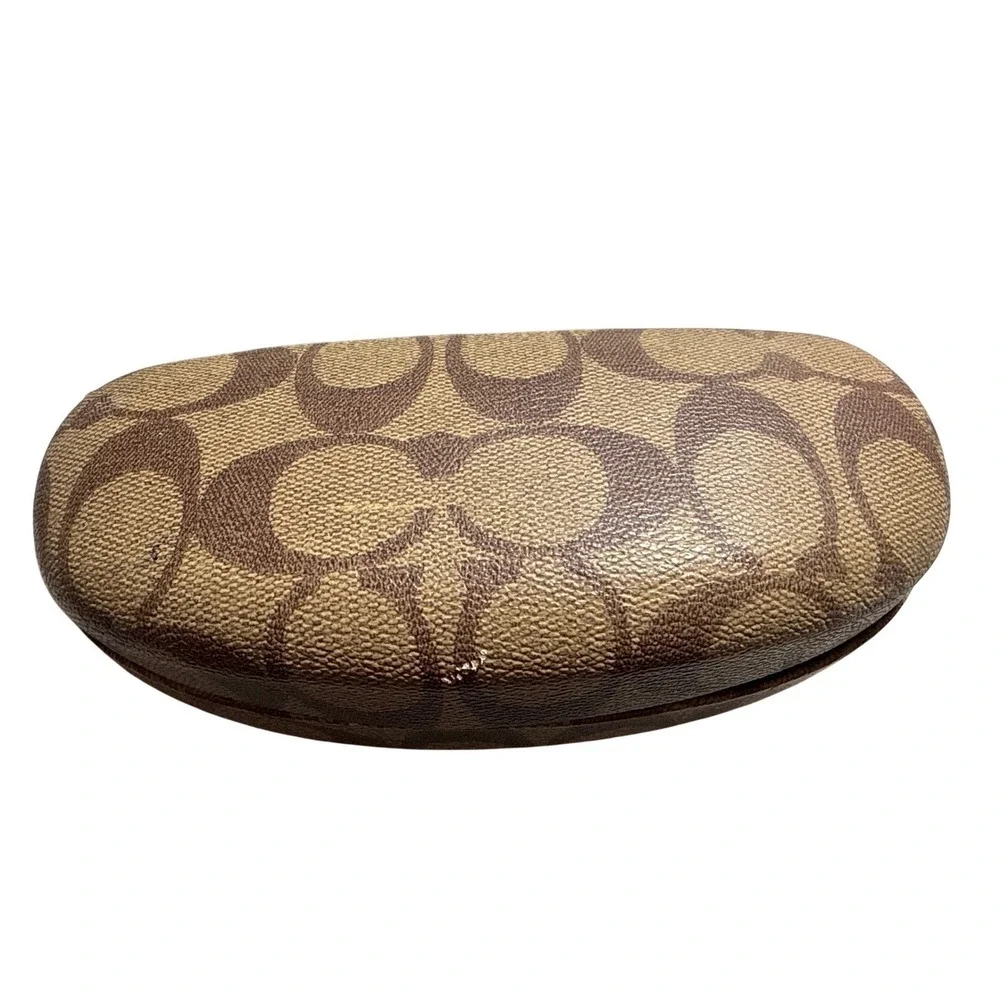 Coach Signature Monogram Brown‎ Tan Hard Eyeglass Sunglasses Case & New Cloth - Picture 3 of 5